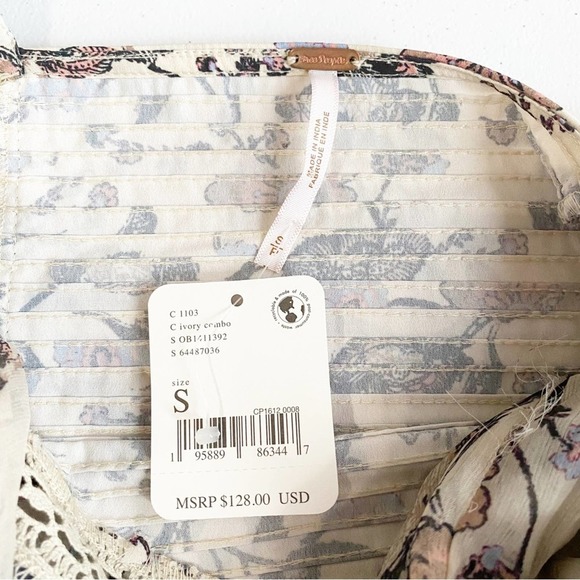 Free People Ivory Brunch Date Bodysuit in Ivory Combo New With Tags - Picture 8 of 10